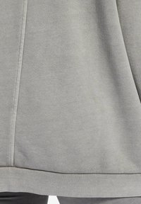 Ljusgrå sweatshirt med mjuk textur, ribbad nederkant och ärmslut, samt synlig söm längs sömmarna för en strukturerad design.