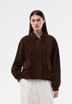 Modström, BARKMD JACKET - Кожено яке - seal brown