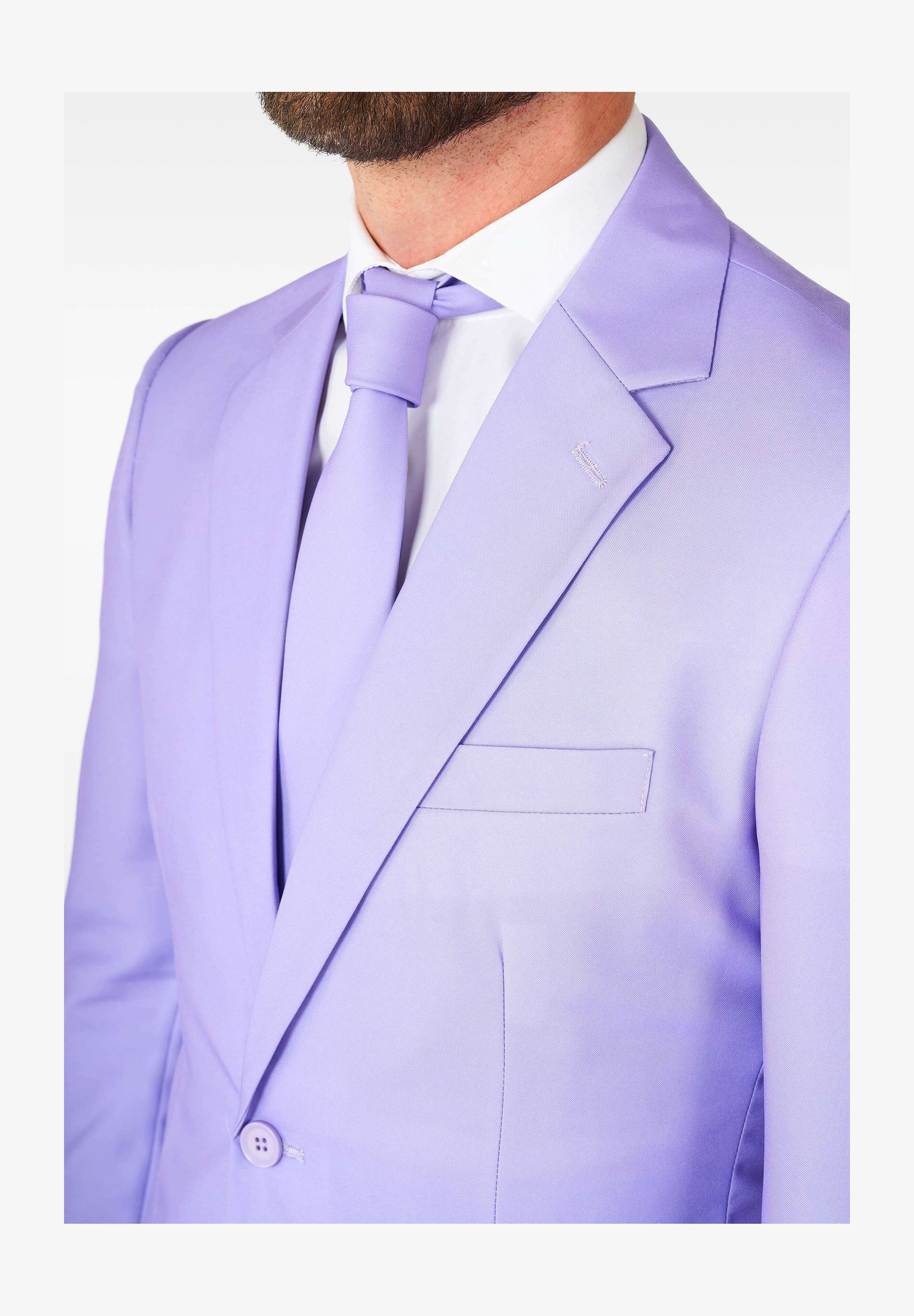Camicia Da Uomo Cromoncent Con Cravatta E Fazzoletto Abbinati | Maniche Lunghe | Tessuto Elastico Antirughe | Taglie S-4XL | Colore Light Viola