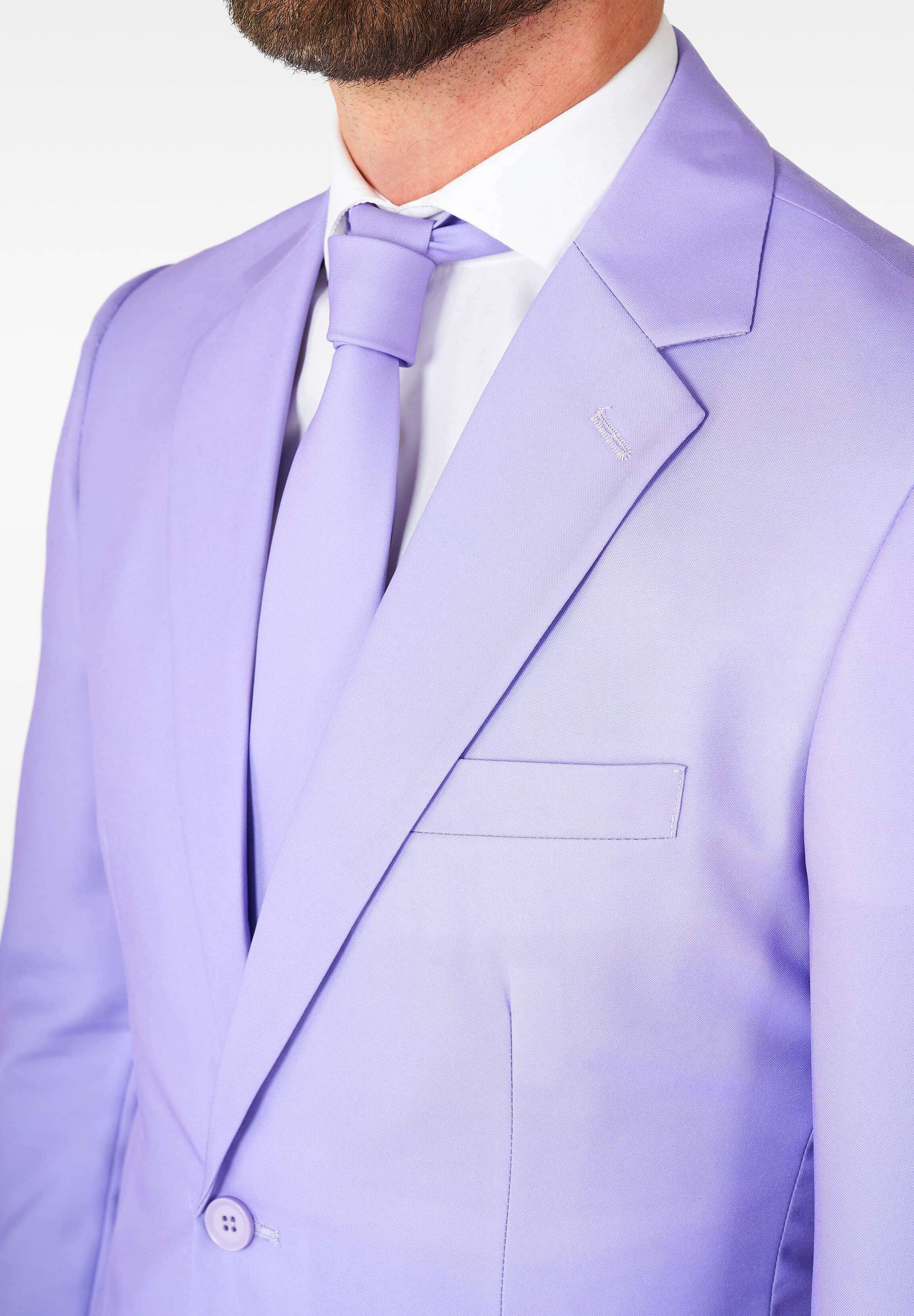 Camicia Da Uomo Cromoncent Con Cravatta E Fazzoletto Abbinati | Maniche Lunghe | Tessuto Elastico Antirughe | Taglie S-4XL | Colore Light Viola