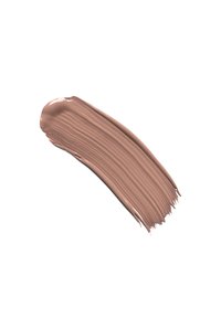 Pennellata liscia di fondotinta liquido beige medio su sfondo bianco, che mostra texture e finitura lucida.