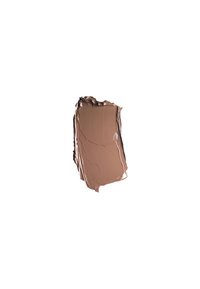 Muestra de textura de crema marrón con un acabado suave y brillante. Tiene bordes suaves y una superficie ligeramente irregular, indicativa de la aplicación.