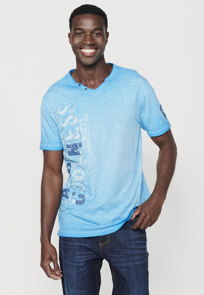 Koroshi SHORT SLEEVE  - Triko s potiskem - azul   blue