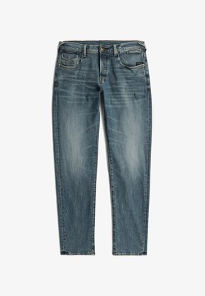 Jasnoniebieskie dżinsy o prostym kroju, z pięcioma kieszeniami, z zapięciem na guzik oraz delikatnym efektem przecierania na udach.