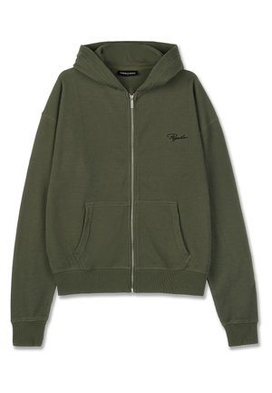 Pegador SIGNAR - Φούτερ με φερμουάρ - washed faded olive / black