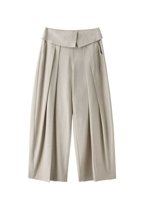 Stradivarius, WIDE-LEG TROUSERS WITH TURNED-UP WAISTBAND - Broek - mottled beige