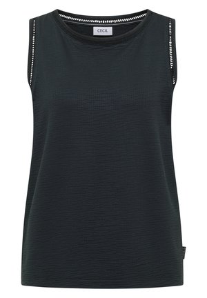 Cecil, TOP WITH BOAT NECKLINE AND LACE DETAILS - Toppi - palm breeze green