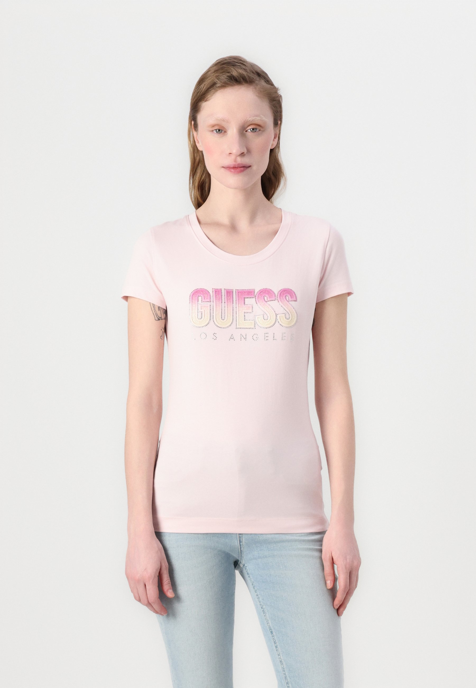売れ筋商品|||ゲス Tシャツ レディース トップス DEGRADE LOGO TEE - Print T-shirt - low key pink Guess DEGRADE LOGO TEE - T-Shirt print - low key pink/pink