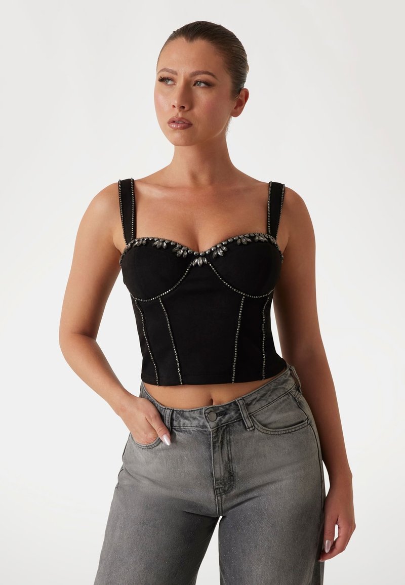 Guess VELOURSLEDERIMITAT - Top - schwarz