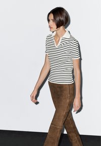 Massimo Dutti STRIPED JOHNNY COLLAR - Piké - white