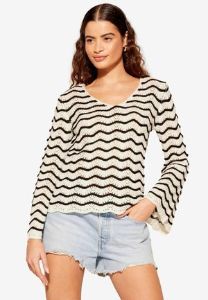 FLUTE SLEEVE REGULAR FIT - Jersey de punto - black white