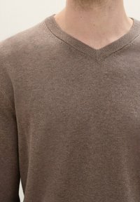 TOM TAILOR MIT V-AUSSCHNITT - Džemperis - wood brown melange