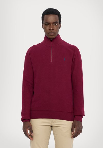 Polo Ralph Lauren MESH KNIT COTTON QUARTER ZIP SWEATER - Pulóver - damson red