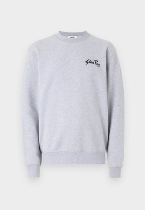 Hellgraues Sweatshirt mit Rundhalsausschnitt und langen Ärmeln, mit dem schwarzen "Stan Ray"-Logo auf der linken Brust.