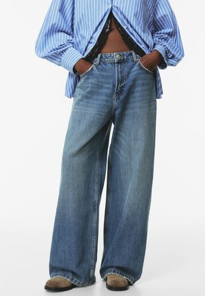 MID-RISE - Baggy jeans - dark blue denim