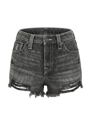 True Religion, HIGH RISE DOLPHIN SHORT FLAP - Short en jean - black wash