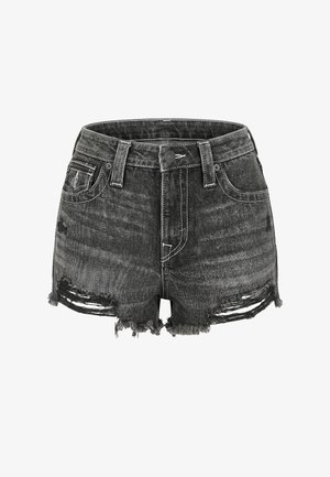 True Religion, HIGH RISE DOLPHIN SHORT FLAP - Short en jean - black wash