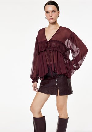 TIE-FRONT - Blouse - bordeaux