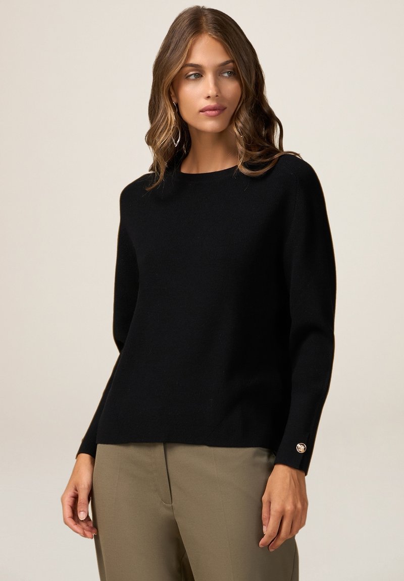 Oltre GIROCOLLO CON BOTTONI - Strickpullover - nero