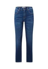 Klassische blaue Denim-Jeans mit geradem Bein, fünf Taschen und subtilen Verblasungen. Hergestellt aus weichem, strapazierfähigem Baumwollstoff.