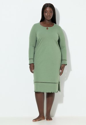 OPEN ZOOM GESCHULPTE RANDJES RONDE HALS LANGE MOUWEN - Chemise de nuit / Nuisette - khaki