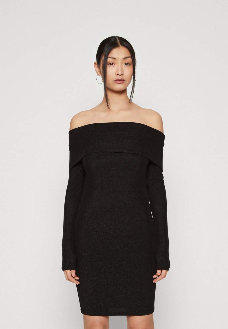 Gina Tricot GLITTER OFF SHOULDER DRESS - Jerseykleid - black