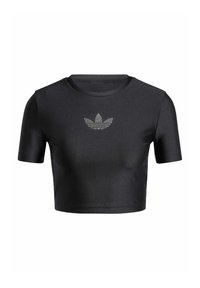 adidas Originals RHINESTONE TREFOIL - T-shirt med print - black