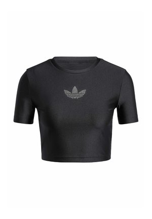 adidas Originals RHINESTONE TREFOIL - T-shirt con stampa - black