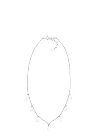 Silverfärgad kedjebaband med fem tårdroppe-formade klara detaljer, delikata länkar och en justerbar låsning på baksidan.