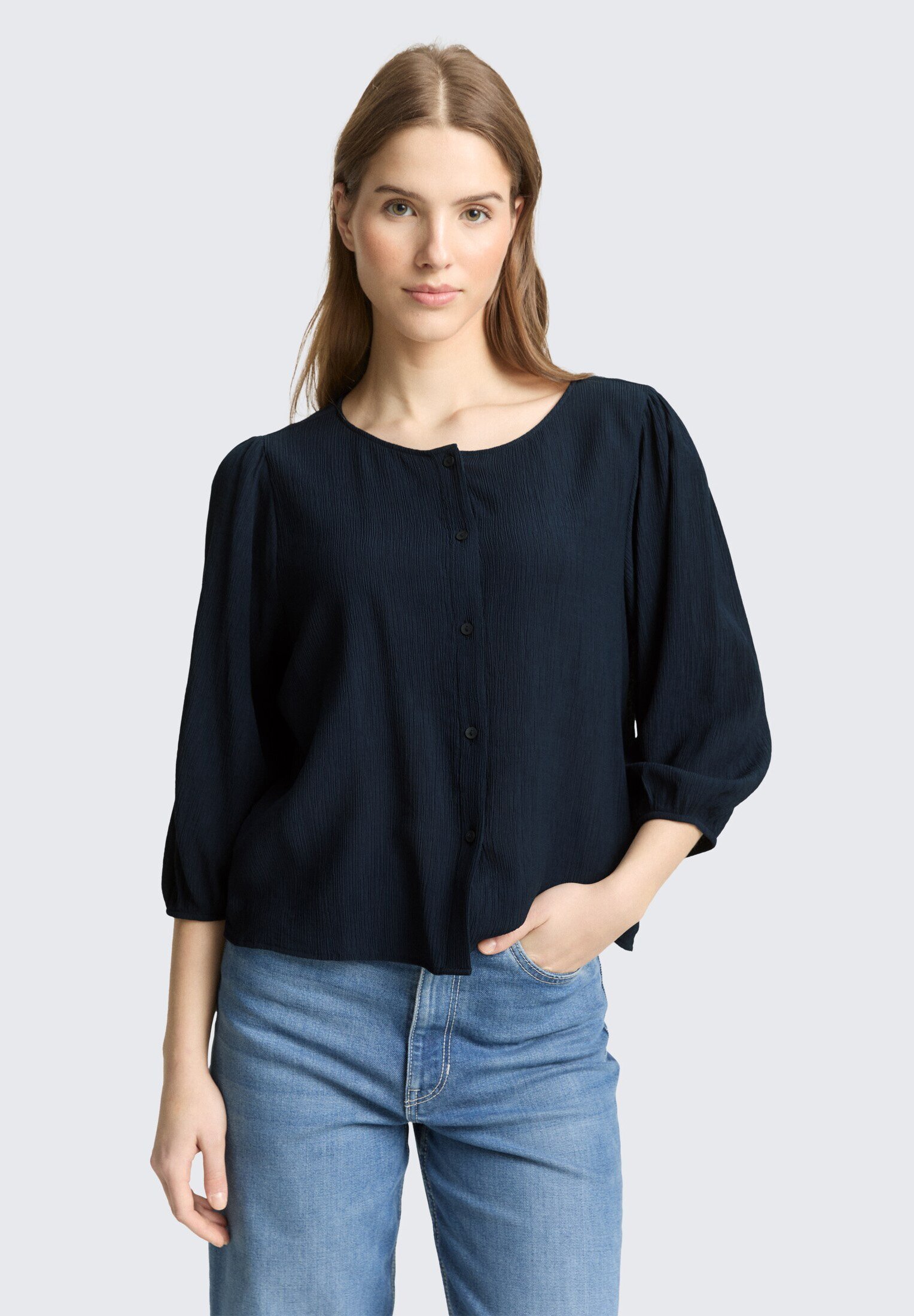 TOM TAILOR Camicia Da Donna Con Maniche 3/4, Vestibilità Regolare, Casual Chic, Realizzata In Tessuto Sostenibile, Taglie Dalla XS Alla 3XL