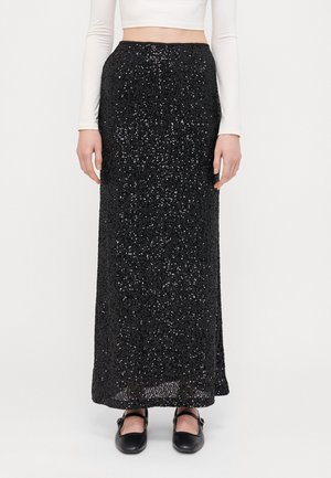 SEQUIN SKIRT - Maxirok - black