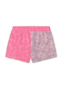 Shorts en polaire avec un côté rose à motif cœur et un côté lavande à motif floral. Ceinture élastique pour un confort optimal.