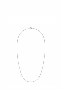 Collana d'argento con un design a catena delicata, dotata di un gancio rotondo e una finitura liscia e lucida. Colletti sottili formano una struttura flessibile.