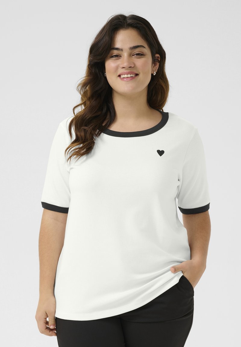 Kaffe Curve - KCLIANA - Print T-shirt - chalk black heart, Enlarge