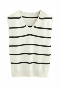 Next V-NECK REGULAR FIT - Tricou cu imprimeu - ecru black stripe
