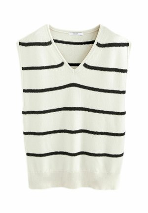 Next V-NECK REGULAR FIT - Marškinėliai su spaudiniu - ecru black stripe