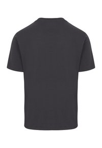 Zwarte katoenen T-shirt met korte mouwen en een ronde halslijn, met een eenvoudig ontwerp zonder zichtbare naden of accenten op de achterkant.