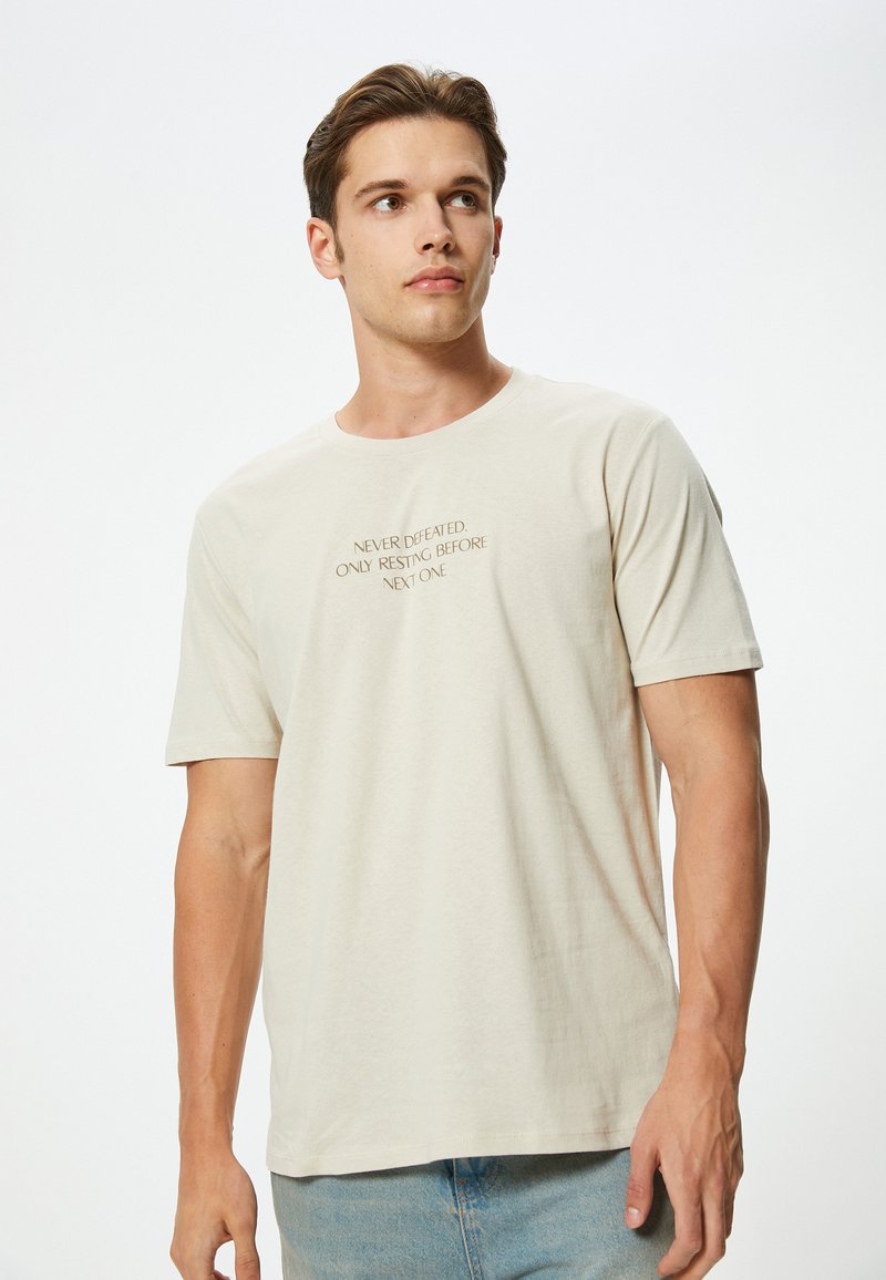 Koton SLOGAN - Camiseta estampada - beige