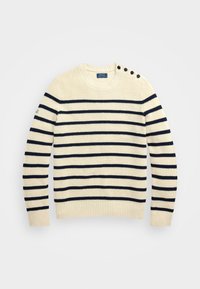 STRIPED COTTON-LINEN SWEATER - Pullover - cream combo