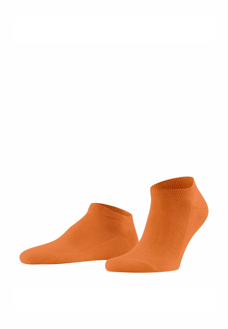Orange Knöchelsocken aus einem glatten, dehnbaren Material mit einem gerippten Bündchen und nahtlosem Zehenbereich für Komfort und Passform.
