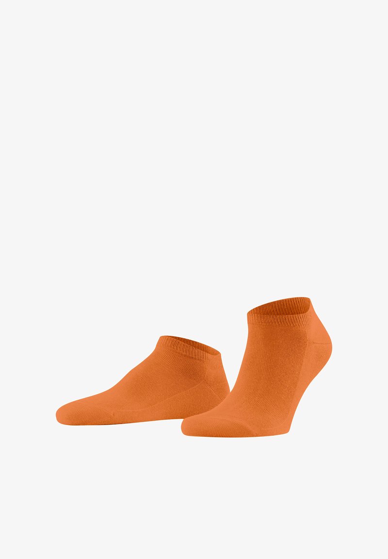 Orange Knöchelsocken aus einem glatten, dehnbaren Material mit einem gerippten Bündchen und nahtlosem Zehenbereich für Komfort und Passform.