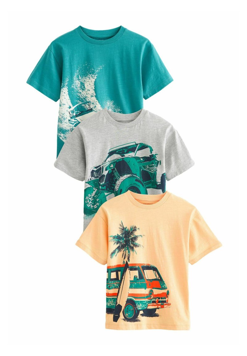Next SHORT SLEEVE GRAPHIC 3 PACK STANDARD - Apdrukāts T-krekls - yellow  blue summer transport