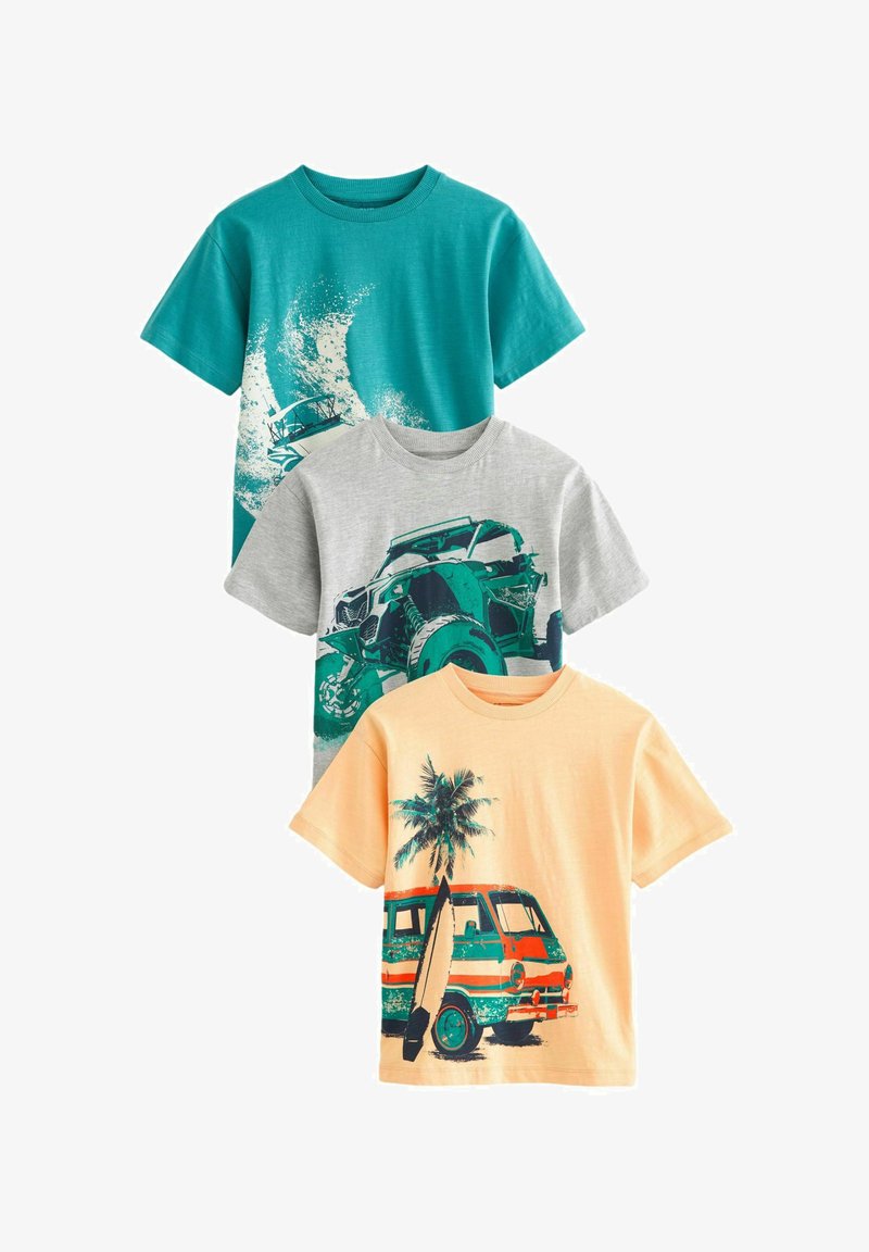 Next SHORT SLEEVE GRAPHIC 3 PACK STANDARD - Apdrukāts T-krekls - yellow blue summer transport