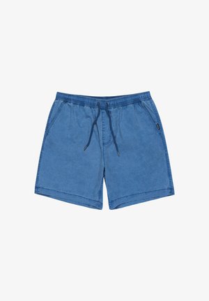 Sinised ujumispüksid, mis on valmistatud pehmest ja kergest materjalist; omavad elastset vööd koos paelaga, küljetaskuid ja relaxed fit lõiget.