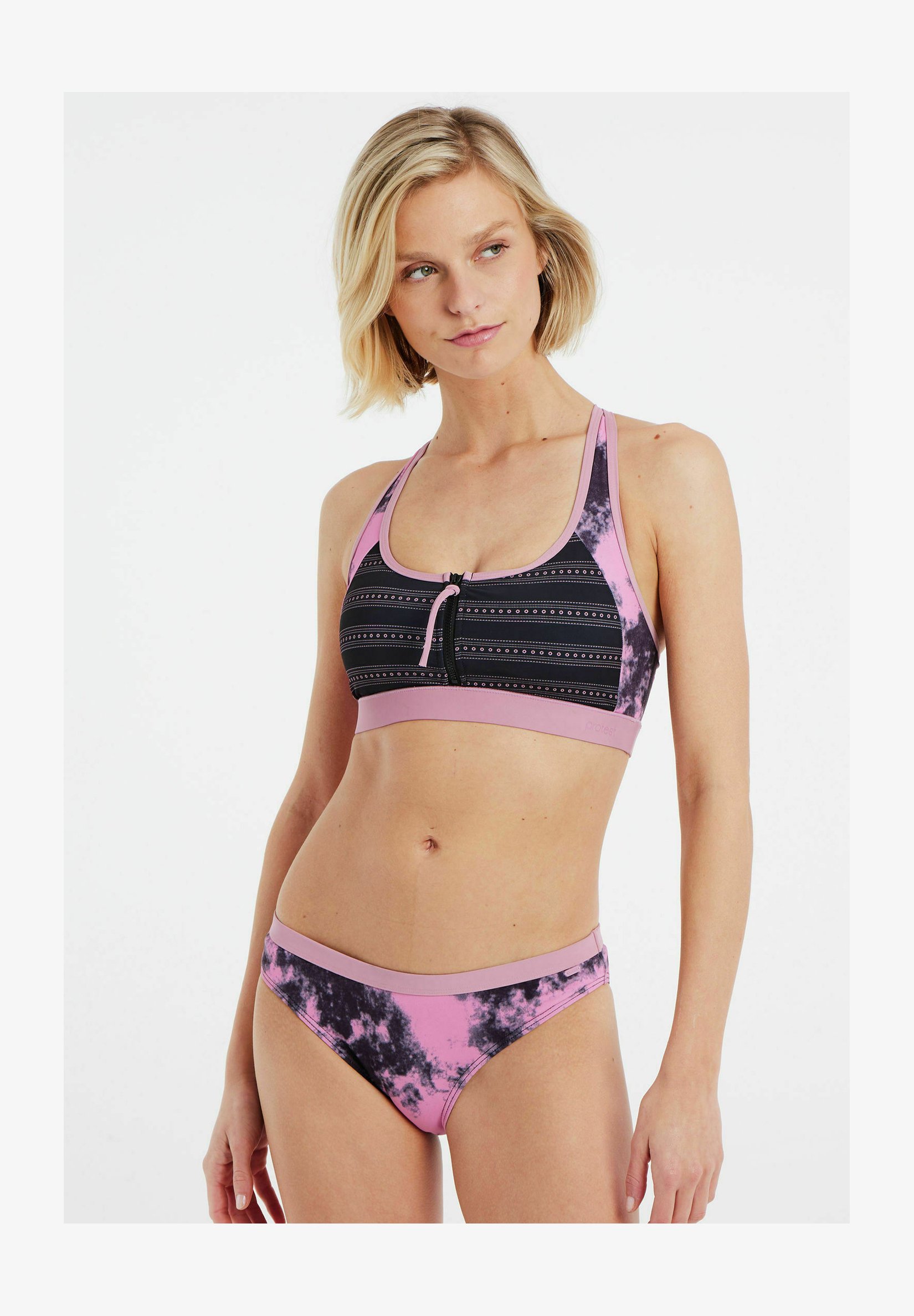 Bikini Due Pezzi CUPSHE Donna, Nero Taglia L, Scollo Rotondo, Spalline Larghe, Coppe Morbide Rimovibili, Vita Alta