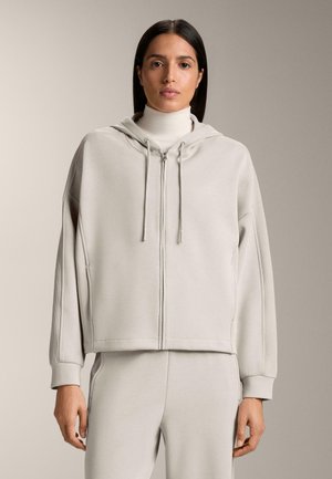 BRUSHED HOODED WITH RIB DETAILS - Sweatjacke - mottled beige