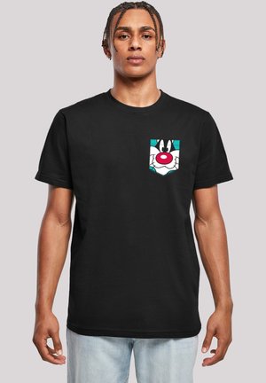 LOONEY TUNES SYLVESTER FACE FAUX POCKET - T-Shirt print - black
