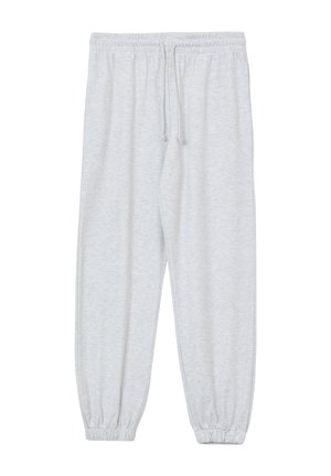 Pantaloni della tuta grigi chiari con cintura elasticizzata, coulisse regolabile e polsini elastici alle caviglie. Realizzati in tessuto morbido e traspirante.