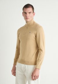 GANT CLASSIC HALF ZIP - Pulóver - khaki melange