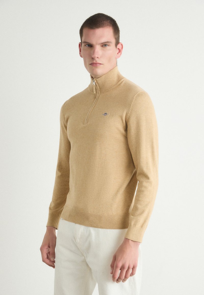GANT CLASSIC HALF ZIP - Pulóver - khaki melange